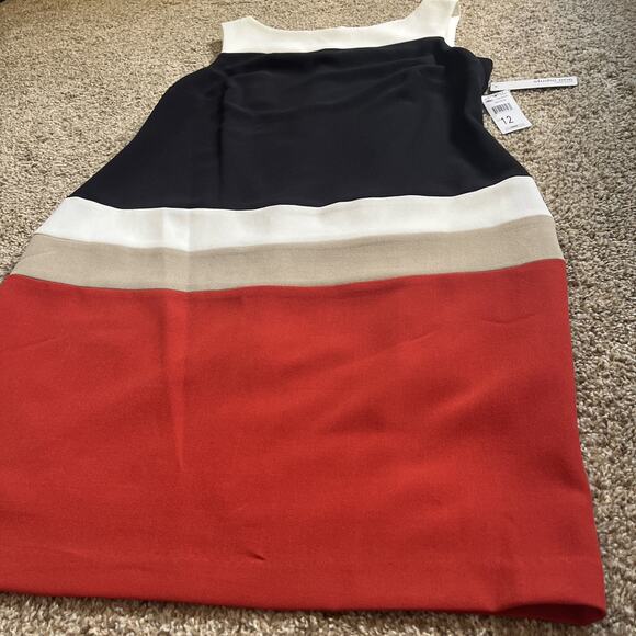 Studio One Dress Ivory/Black/Burnt Sienna Sleeveless Size 12 - Picture 3 of 11
